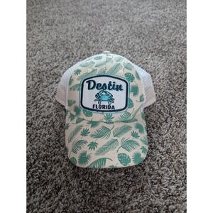 Destin Florida Travel White & Green‎ SnapBack Trucker Mesh Cap Hat